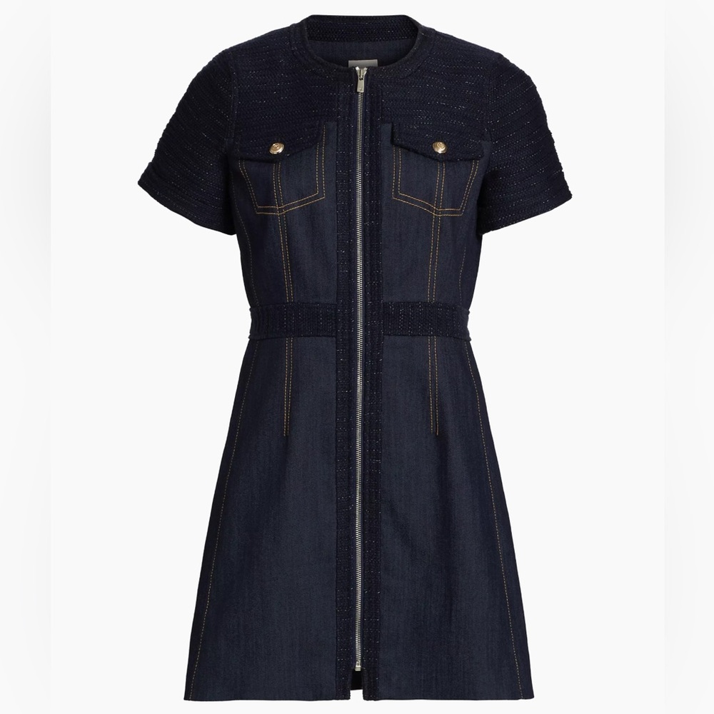 Cinq a Sept Layla Braided Tweed Dress- in Navy